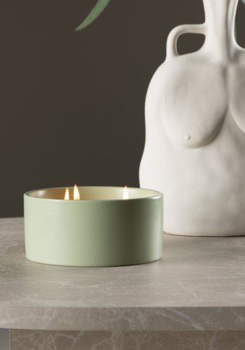 VENTURE DESIGN Douglas Duftkerze, rund – 25 % Sojawachs, 25 % Paraffin, grüne Keramik (D13 x H6)