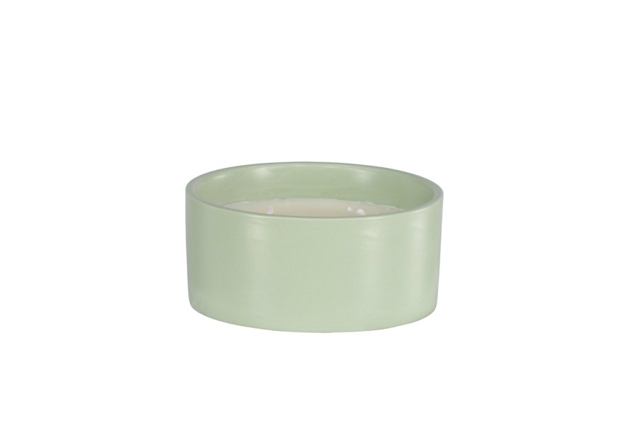 VENTURE DESIGN Douglas Duftkerze, rund – 25 % Sojawachs, 25 % Paraffin, grüne Keramik (D13 x H6)