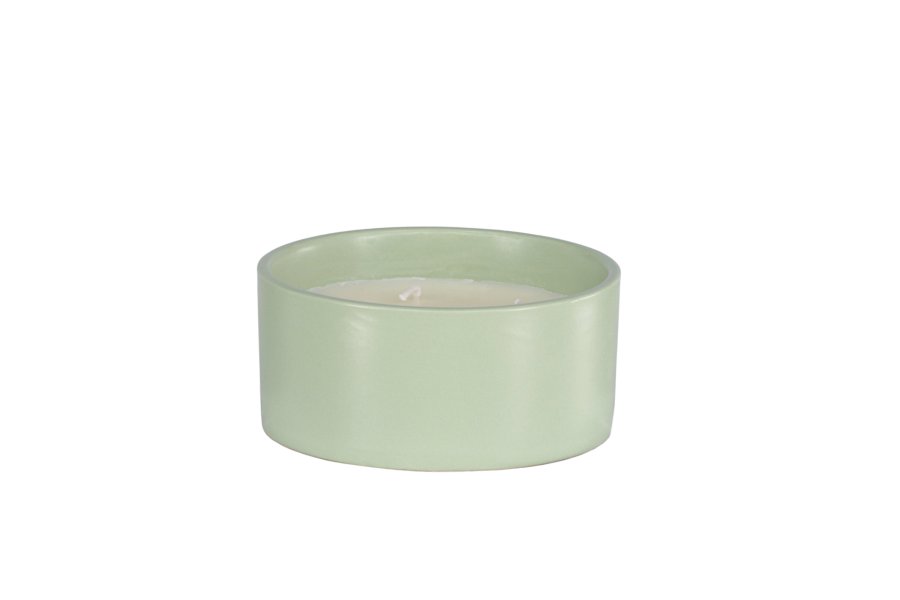 VENTURE DESIGN Douglas Duftkerze, rund – 25 % Sojawachs, 25 % Paraffin, grüne Keramik (D13 x H6)