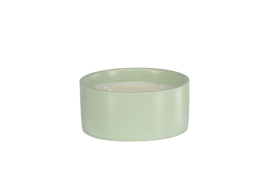 VENTURE DESIGN Douglas Duftkerze, rund – 25 % Sojawachs, 25 % Paraffin, grüne Keramik (D13 x H6)