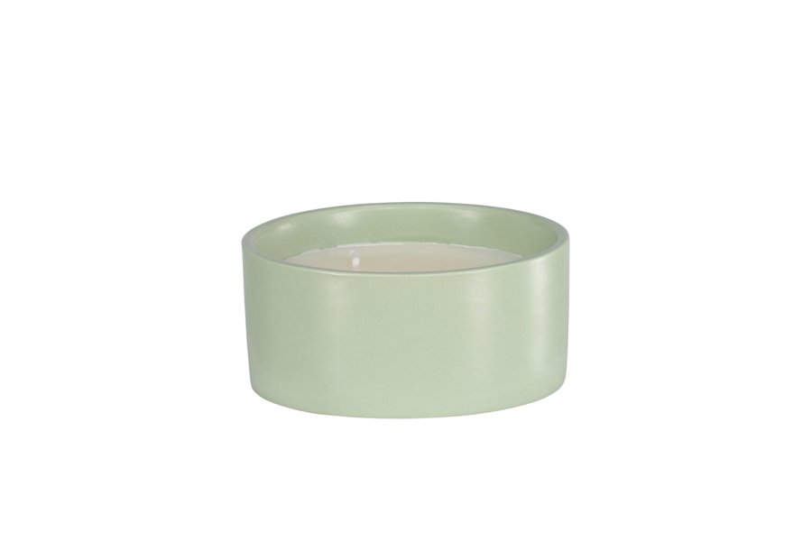 VENTURE DESIGN Douglas Duftkerze, rund – 25 % Sojawachs, 25 % Paraffin, grüne Keramik (D13 x H6)