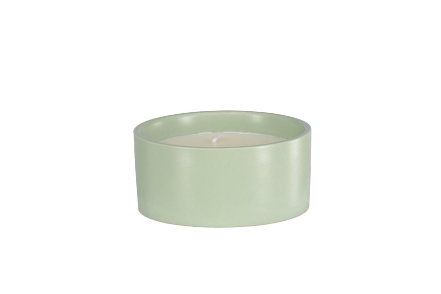 VENTURE DESIGN Douglas Duftkerze, rund – 25 % Sojawachs, 25 % Paraffin, grüne Keramik (D13 x H6)