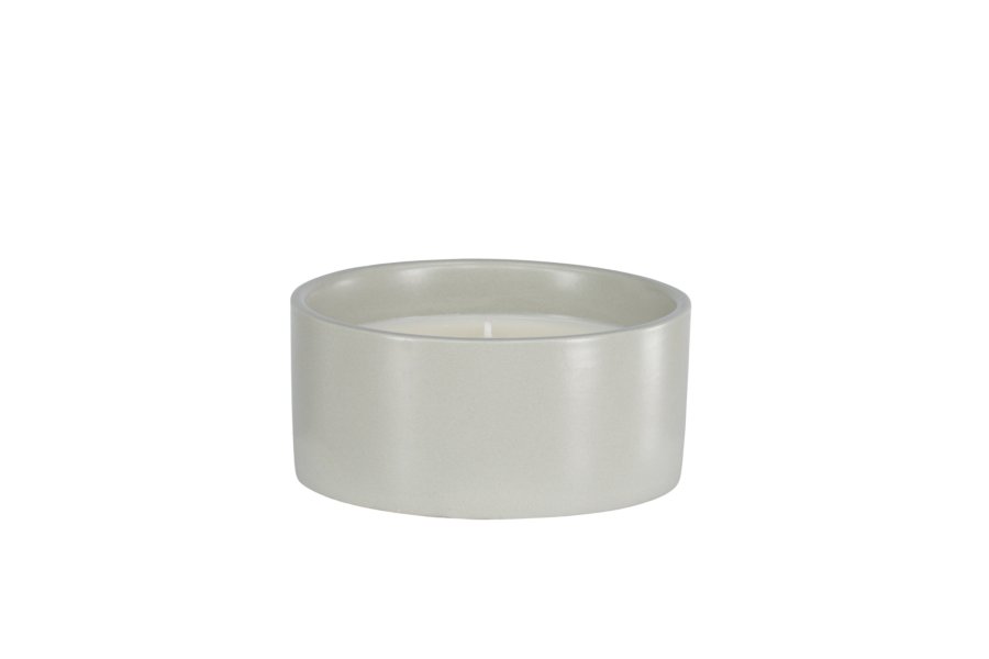 VENTURE DESIGN Douglas Duftkerze, rund – 25 % Sojawachs, 25 % Paraffin, hellgraue Keramik (D13 x H6)