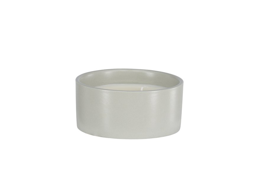 VENTURE DESIGN Douglas Duftkerze, rund – 25 % Sojawachs, 25 % Paraffin, hellgraue Keramik (D13 x H6)
