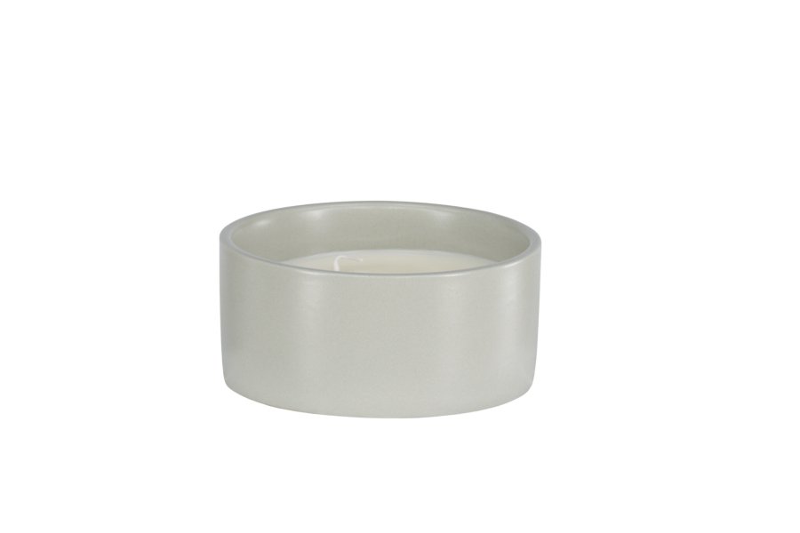 VENTURE DESIGN Douglas Duftkerze, rund – 25 % Sojawachs, 25 % Paraffin, hellgraue Keramik (D13 x H6)