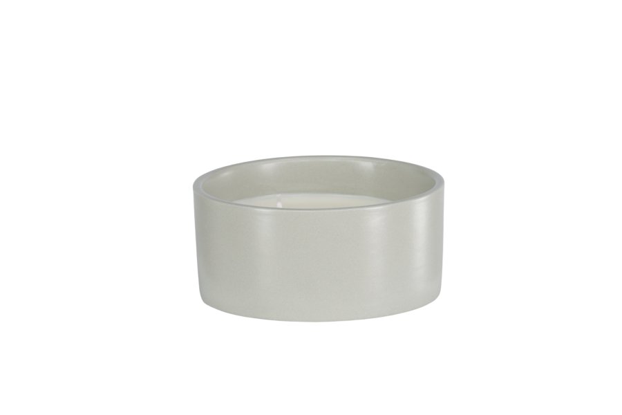 VENTURE DESIGN Douglas Duftkerze, rund – 25 % Sojawachs, 25 % Paraffin, hellgraue Keramik (D13 x H6)