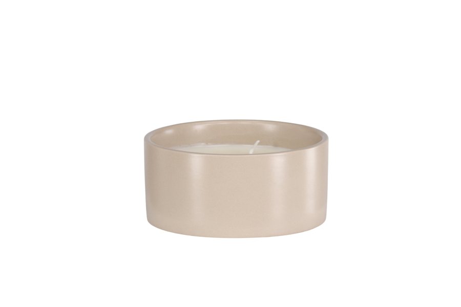 VENTURE DESIGN Douglas duftlys, rundt - 25 % soyavoks, 25 % parafin, beige keramikk (D13xH6)