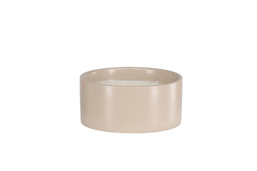 VENTURE DESIGN Douglas duftlys, rundt - 25 % soyavoks, 25 % parafin, beige keramikk (D13xH6)