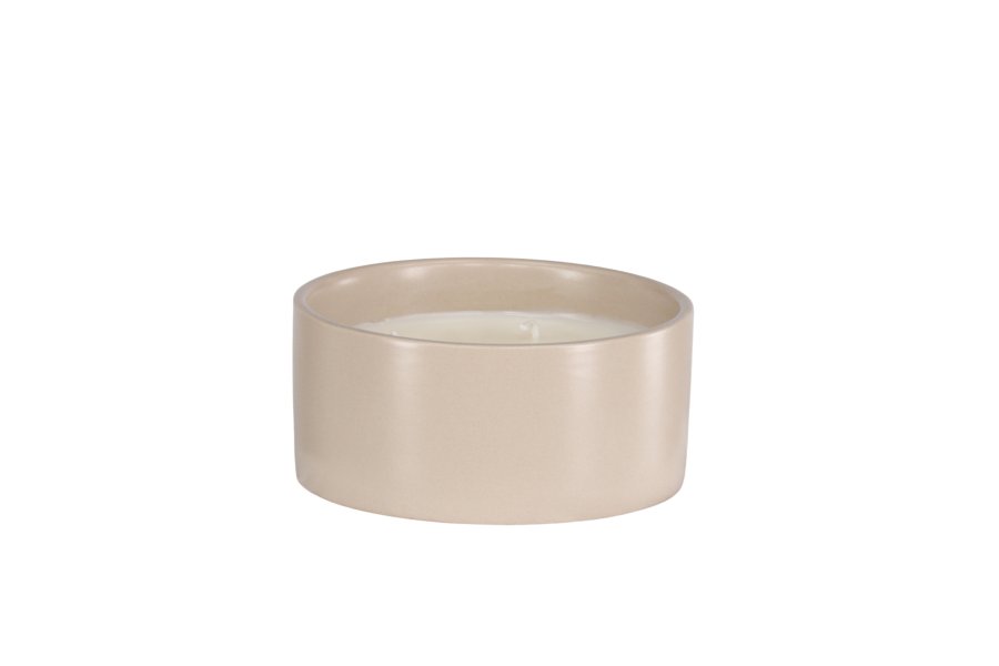 VENTURE DESIGN Douglas duftlys, rundt - 25 % soyavoks, 25 % parafin, beige keramikk (D13xH6)