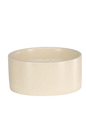 VENTURE DESIGN Douglas Duftkerze, rund – 25 % Sojawachs, 25 % Paraffin, beige/schwarze Punktkeramik (D13 x H6)