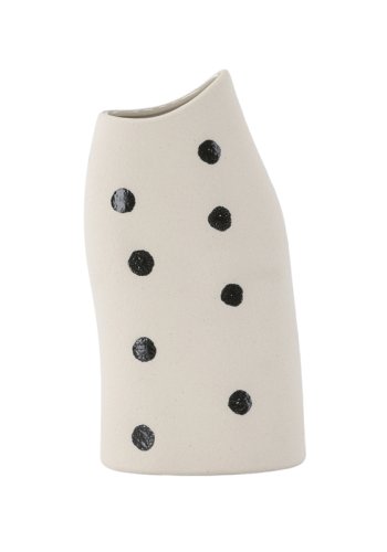 VENTURE DESIGN Ernst vase - hvid/sorte prikker stentj (12x9x23H)