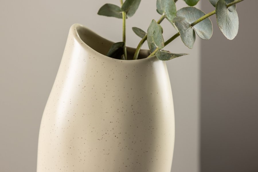 VENTURE DESIGN Ernst vase - beige/sorte prikker stentj (12x9x23H)