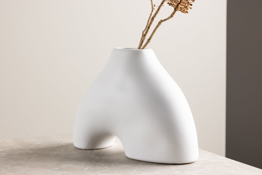 VENTURE DESIGN Kento vase - hvitt steinty (21x8x15H)