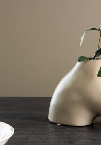 VENTURE DESIGN Kento vase - beige steinty (21x8x15H)