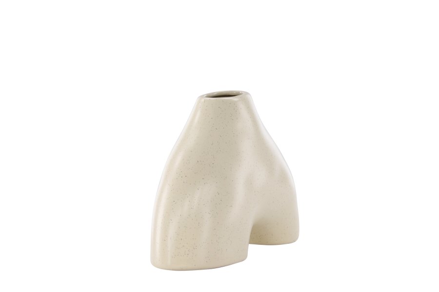 VENTURE DESIGN Kento vase - beige/svarte prikker steinty (21x8x15H)