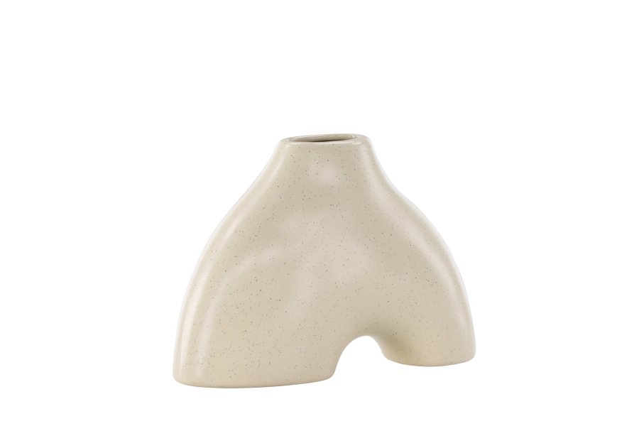 VENTURE DESIGN Kento vase - beige/svarte prikker steinty (21x8x15H)