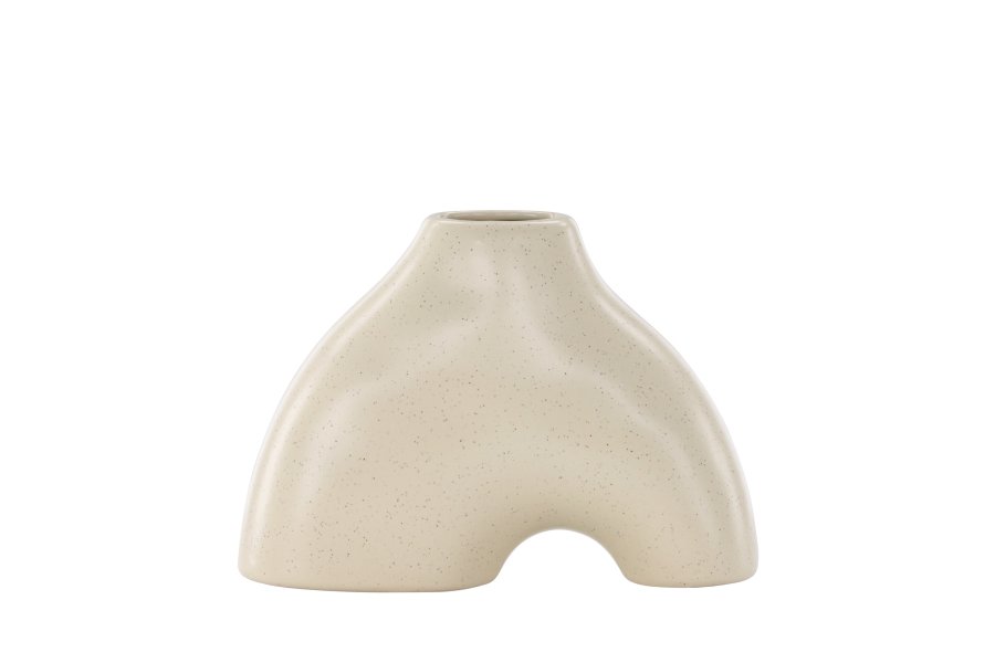 VENTURE DESIGN Kento vase - beige/svarte prikker steinty (21x8x15H)