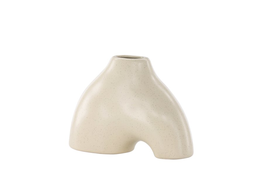 VENTURE DESIGN Kento vase - beige/svarte prikker steinty (21x8x15H)