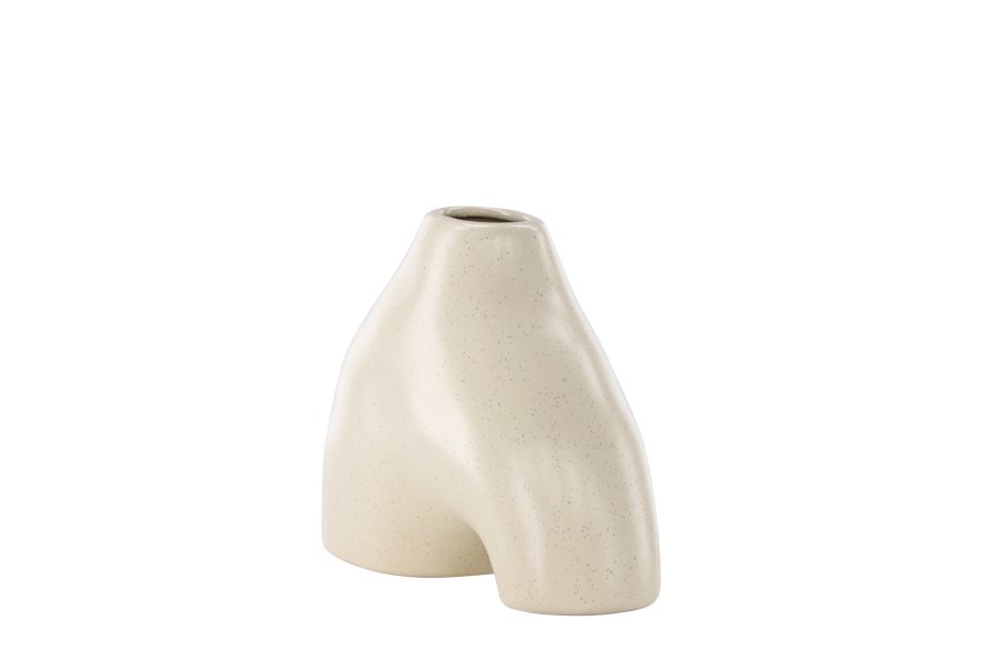 VENTURE DESIGN Kento vase - beige/svarte prikker steinty (21x8x15H)