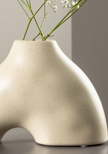 VENTURE DESIGN Kento vase - beige/svarte prikker steinty (21x8x15H)