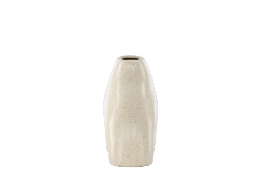 VENTURE DESIGN Kento vase - beige/svarte prikker steinty (21x8x15H)