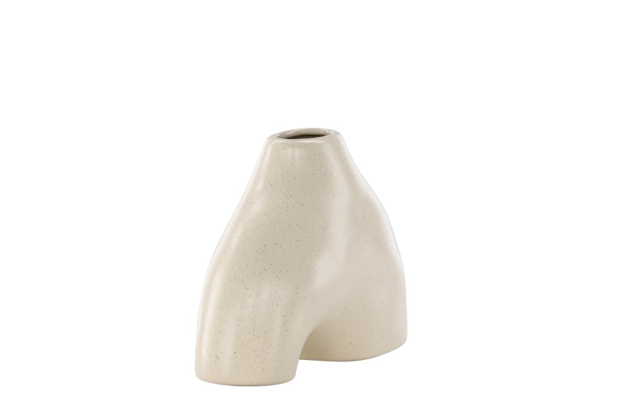 VENTURE DESIGN Kento vase - beige/svarte prikker steinty (21x8x15H)