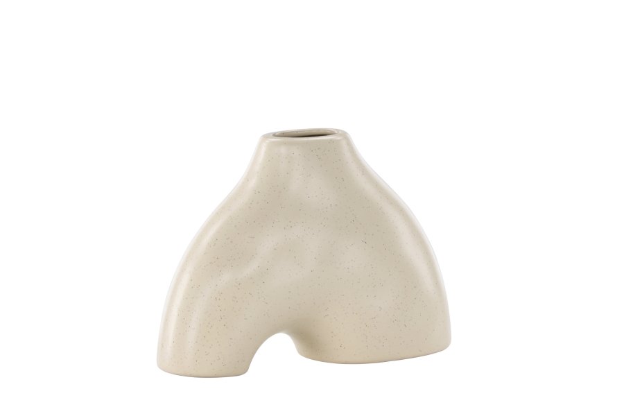 VENTURE DESIGN Kento vase - beige/svarte prikker steinty (21x8x15H)
