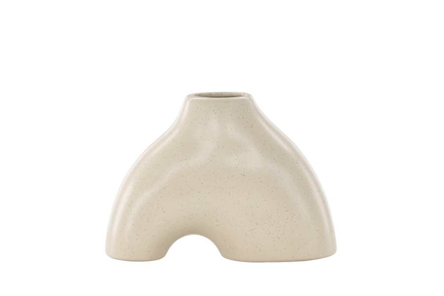 VENTURE DESIGN Kento vase - beige/svarte prikker steinty (21x8x15H)