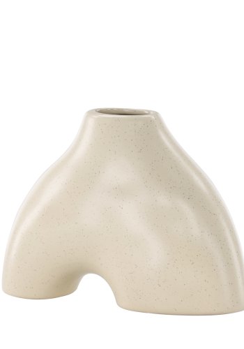 VENTURE DESIGN Kento vase - beige/svarte prikker steinty (21x8x15H)
