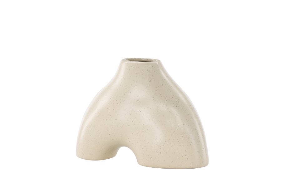 VENTURE DESIGN Kento vase - beige/svarte prikker steinty (21x8x15H)