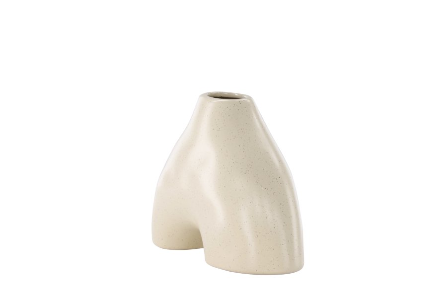 VENTURE DESIGN Kento vase - beige/svarte prikker steinty (21x8x15H)