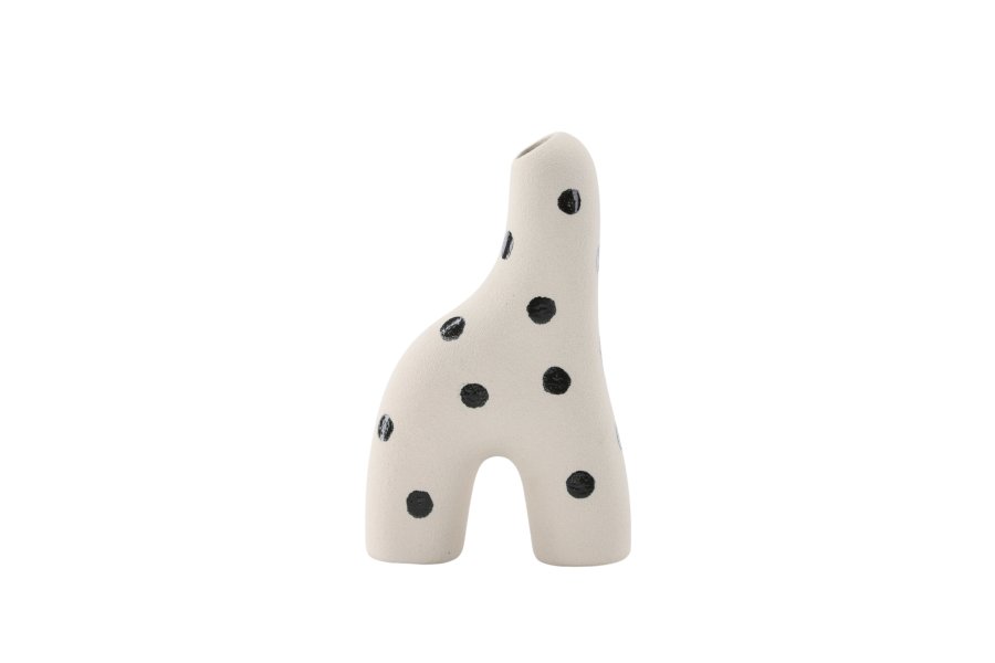 VENTURE DESIGN Aya vase - hvite/svarte prikker steinty (9x4x16H)
