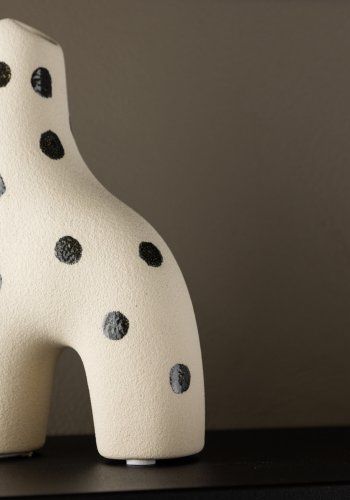 VENTURE DESIGN Aya vase - hvite/svarte prikker steinty (9x4x16H)