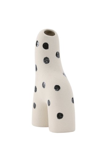 VENTURE DESIGN Aya vase - hvite/svarte prikker steinty (9x4x16H)