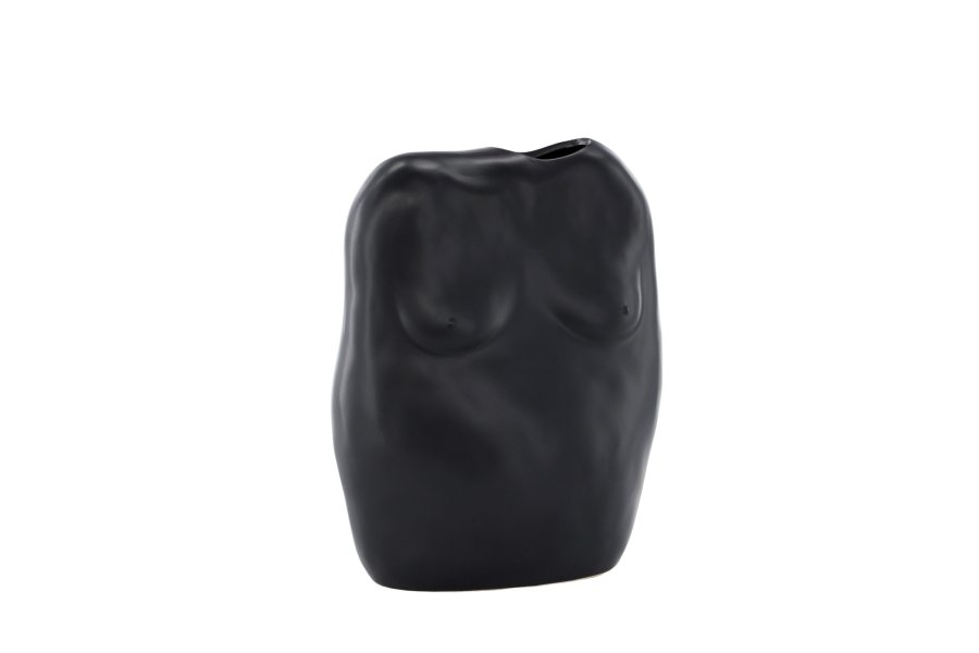VENTURE DESIGN Romie vase - svart steinty (24x14x28H)