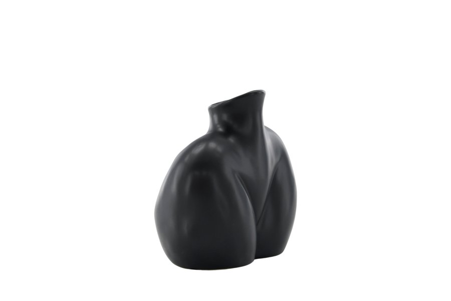 VENTURE DESIGN Harvey Vase – mattschwarzes Steingut (17 x 10 x 15 H)