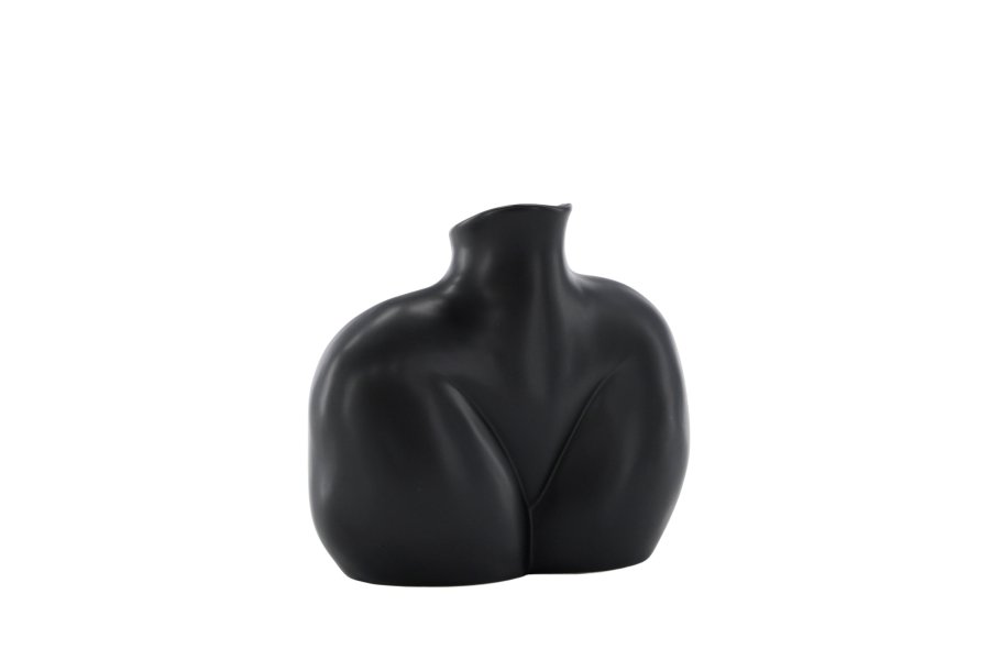 VENTURE DESIGN Harvey Vase – mattschwarzes Steingut (17 x 10 x 15 H)