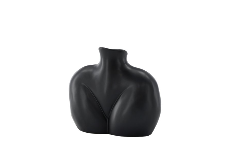 VENTURE DESIGN Harvey Vase – mattschwarzes Steingut (17 x 10 x 15 H)