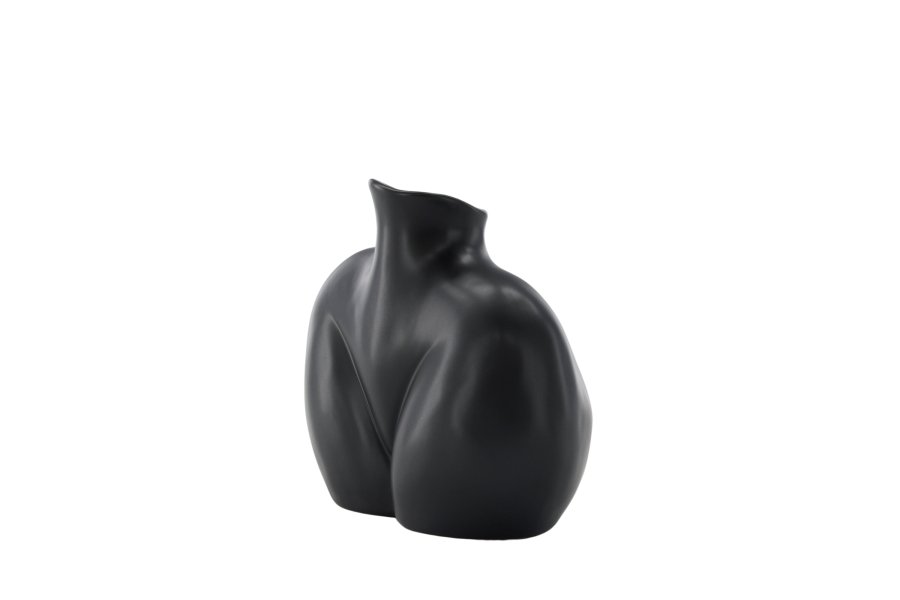 VENTURE DESIGN Harvey Vase – mattschwarzes Steingut (17 x 10 x 15 H)