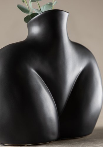 VENTURE DESIGN Harvey Vase – mattschwarzes Steingut (17 x 10 x 15 H)