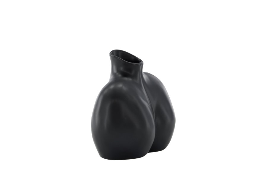 VENTURE DESIGN Harvey Vase – mattschwarzes Steingut (17 x 10 x 15 H)