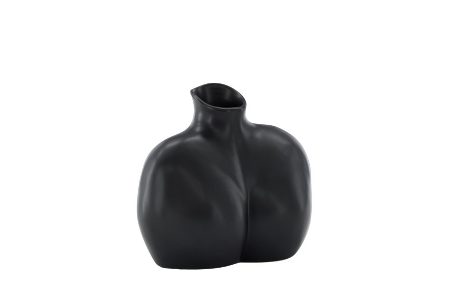 VENTURE DESIGN Harvey Vase – mattschwarzes Steingut (17 x 10 x 15 H)