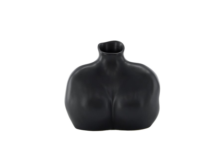 VENTURE DESIGN Harvey Vase – mattschwarzes Steingut (17 x 10 x 15 H)