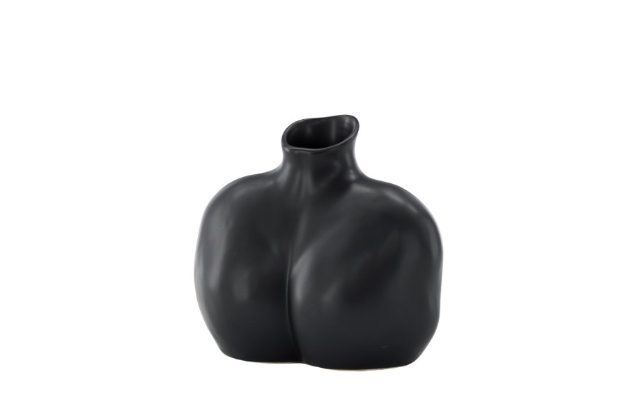 VENTURE DESIGN Harvey Vase – mattschwarzes Steingut (17 x 10 x 15 H)
