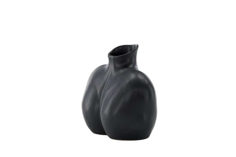 VENTURE DESIGN Harvey Vase – mattschwarzes Steingut (17 x 10 x 15 H)