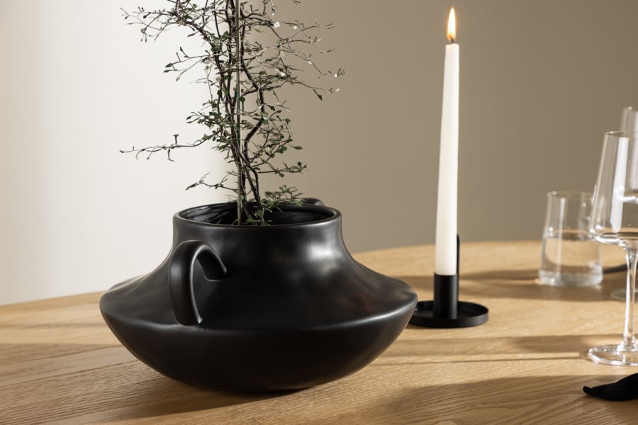 VENTURE DESIGN Holda potte - mat sort stentj (31x29x15H)