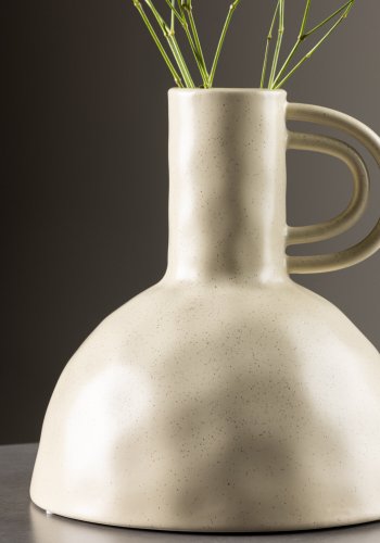 VENTURE DESIGN Vivi vas, w. hank - beige/svarta prickar stengods (24x24x25H)