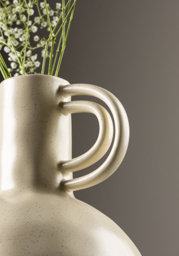 VENTURE DESIGN Vivi vas, w. hank - beige/svarta prickar stengods (24x24x25H)