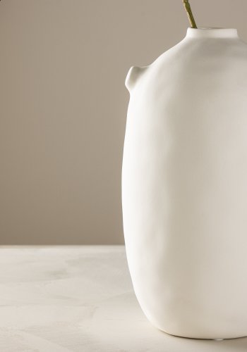 VENTURE DESIGN Madi vase, rund - off-white steinty (17x17x28H)