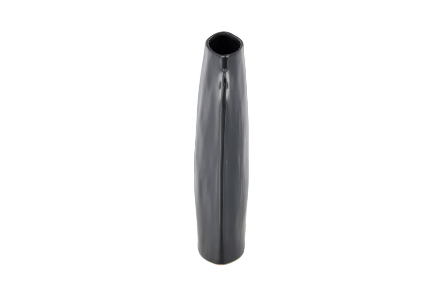 VENTURE DESIGN Vase, m. 2 hndtak - matt sort steinty (14x5x21H)